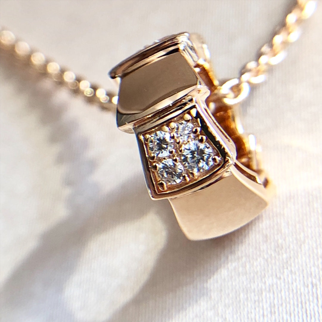 [Rose Jewelrys]SERPENTI PEDANT DIAMOND PINK GOLD NECKLACE