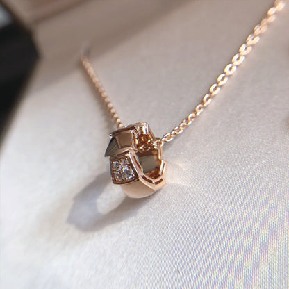 [Rose Jewelrys]SERPENTI PEDANT DIAMOND PINK GOLD NECKLACE