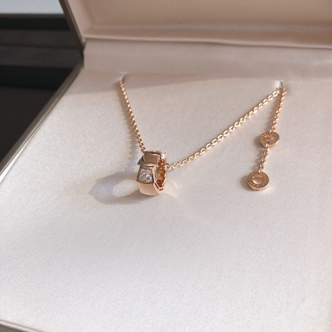 [Rose Jewelrys]SERPENTI PEDANT DIAMOND PINK GOLD NECKLACE