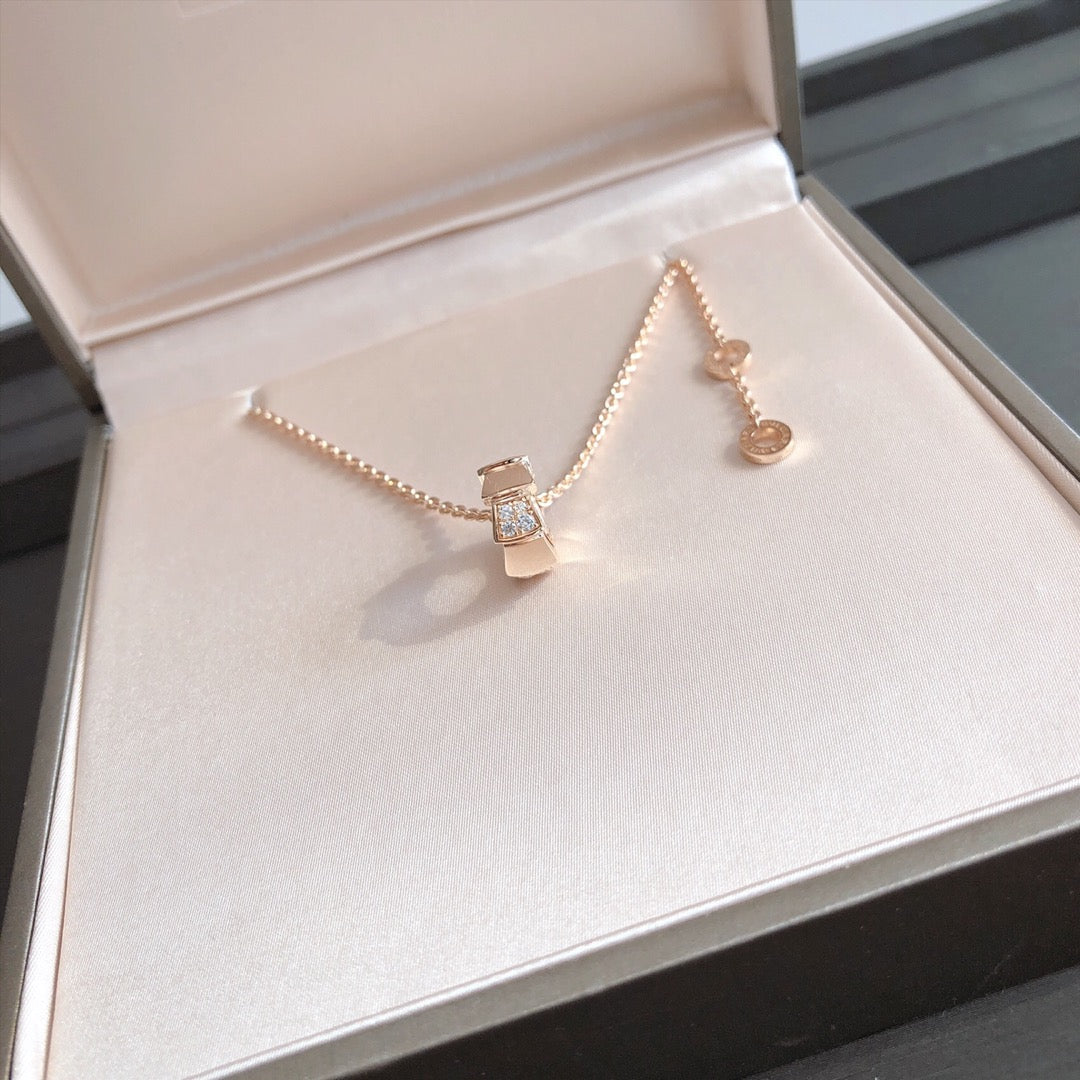 [Rose Jewelrys]SERPENTI PEDANT DIAMOND PINK GOLD NECKLACE