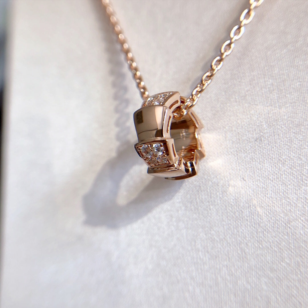 [Rose Jewelrys]SERPENTI PEDANT DIAMOND PINK GOLD NECKLACE