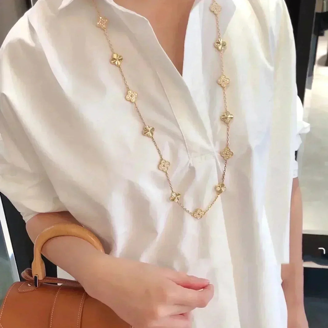 [🌹Rose💎]CLOVER 20 MOTIFS LASER DIAMOND NECKLACE