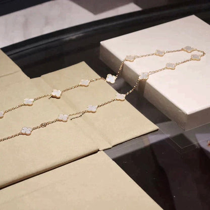 [Rose Jewelrys]CLOVER 20 MOTIFS WHITE MOP NECKLACE