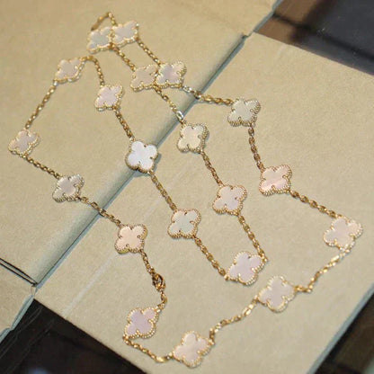 [Rose Jewelrys]CLOVER 20 MOTIFS WHITE MOP NECKLACE