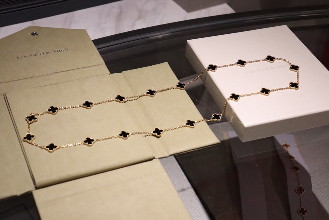 [🌹Rose💎]CLOVER 20 MOTIFS ONYX ROSE GOLD