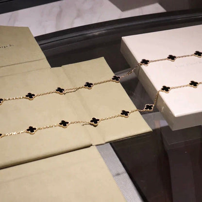 [Rose Jewelrys]CLOVER 20 MOTIFS ONYX NECKLACE