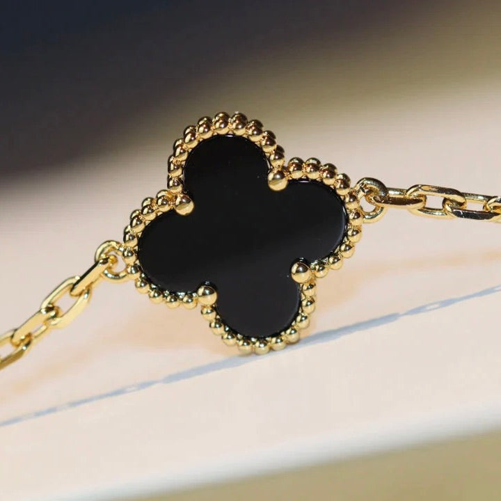 [Rose Jewelrys]CLOVER 20 MOTIFS ONYX NECKLACE