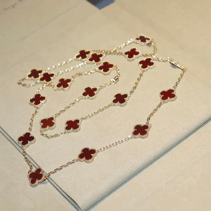 [Rose Jewelrys]CLOVER 20 MOTIFS CARNELIAN NECKLACE