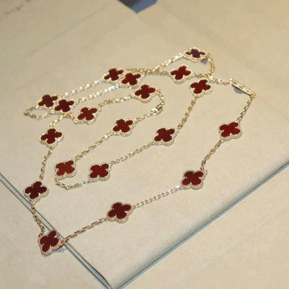 [Rose Jewelrys]CLOVER 20 MOTIFS CARNELIAN NECKLACE
