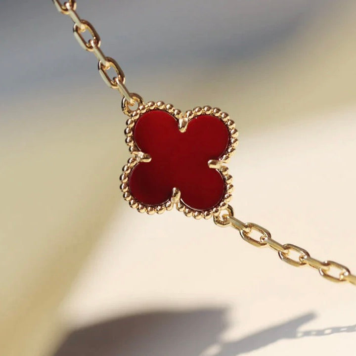 [Rose Jewelrys]CLOVER 20 MOTIFS CARNELIAN NECKLACE