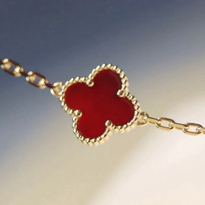 [Rose Jewelrys]CLOVER 20 MOTIFS CARNELIAN NECKLACE
