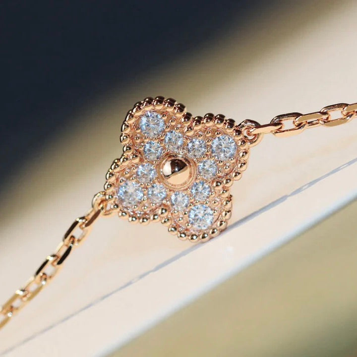 [Rose Jewelrys]CLOVER 20 MOTIFS DARK MOP DIAMOND  NECKLACE