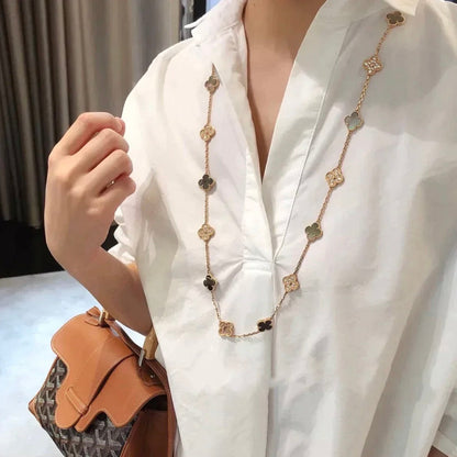 []CLOVER 20 MOTIFS DARK MOP DIAMOND  NECKLACE