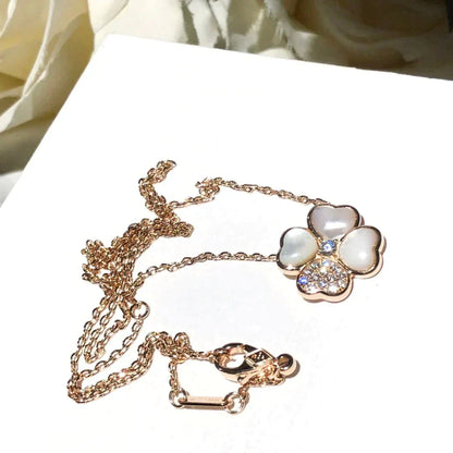 [Rose Jewelrys]CLOVER MOP DIAMOND ROSE GOLD NECKLACE