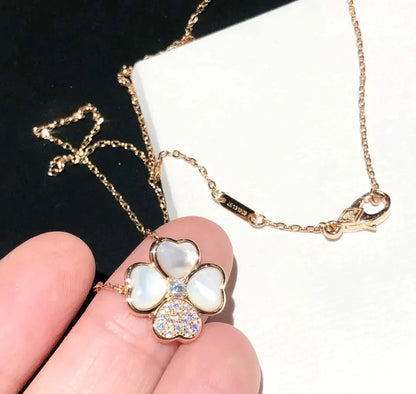 [Rose Jewelrys]CLOVER MOP DIAMOND ROSE GOLD NECKLACE