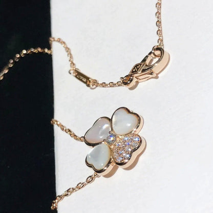 [Rose Jewelrys]CLOVER MOP DIAMOND ROSE GOLD NECKLACE