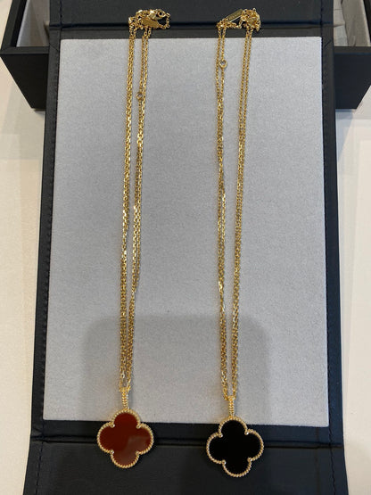 [Rose Jewelrys]CLOVER 25MM NECKLACE GOLD CARNELIAN