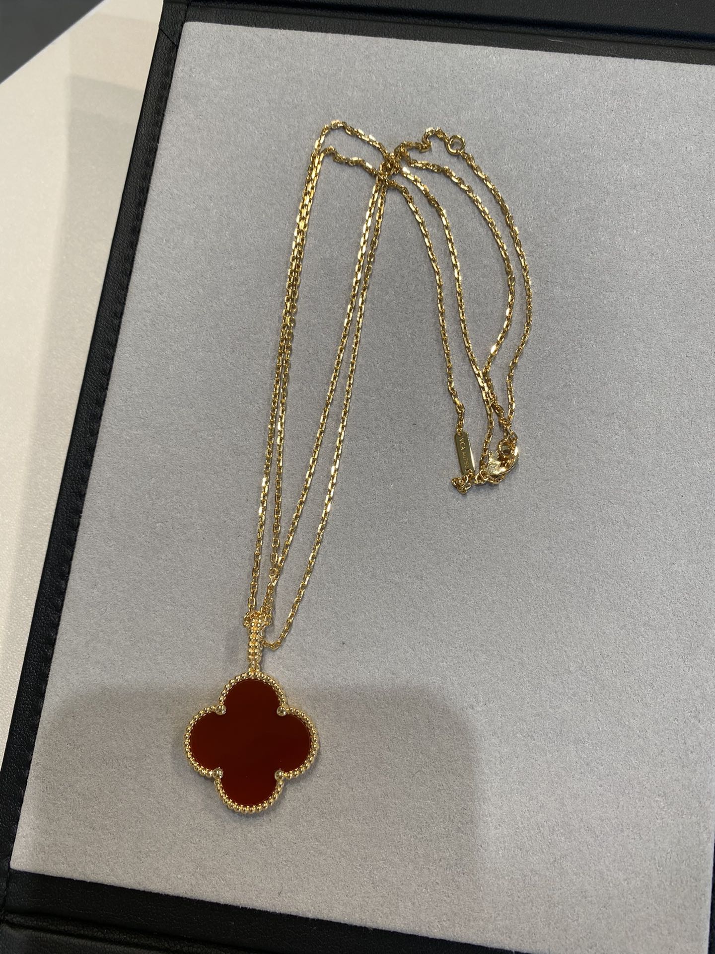 [Rose Jewelrys]CLOVER 25MM NECKLACE GOLD CARNELIAN