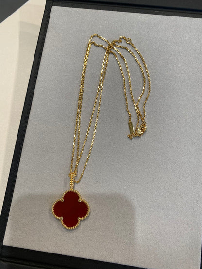 [Rose Jewelrys]CLOVER 25MM NECKLACE GOLD CARNELIAN