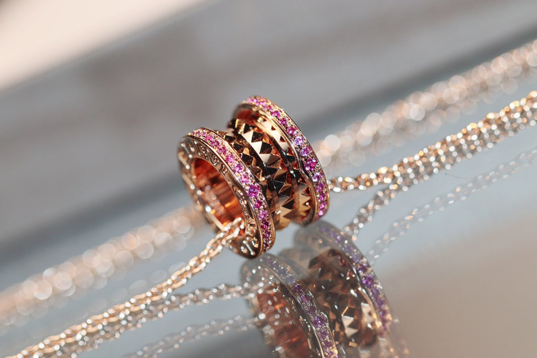 [Rose Jewelrys]ZERO 1 ROCK PINK GOLD PINK DIAMOND NECKLACE
