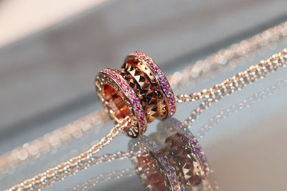 [Rose Jewelrys]ZERO 1 ROCK PINK GOLD PINK DIAMOND NECKLACE