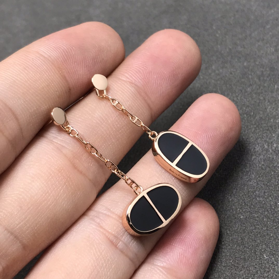 []CHAINE VERSO BLACK CERAMIC SILVER EARRINGS