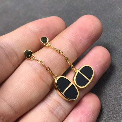 []CHAINE VERSO BLACK CERAMIC SILVER EARRINGS