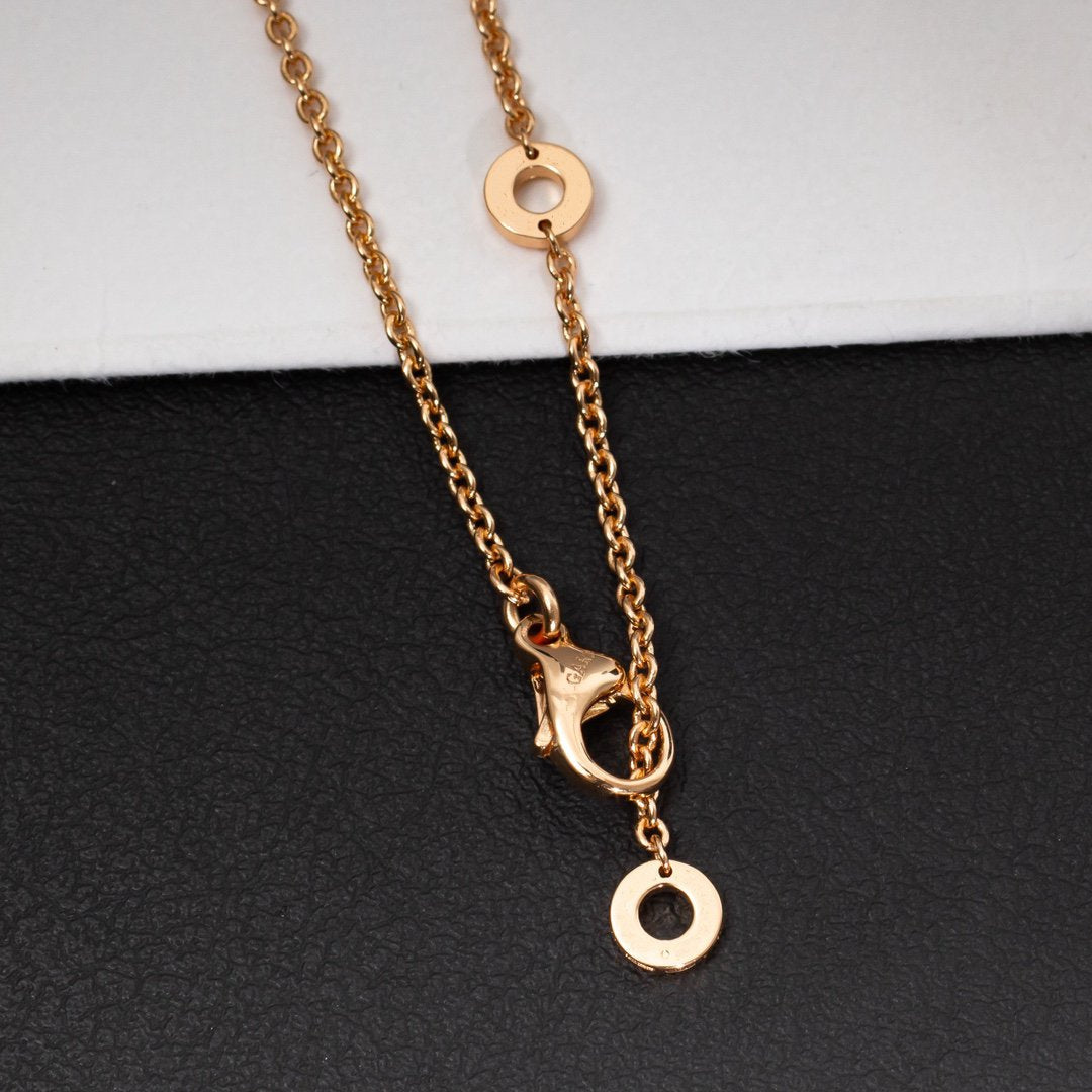 [Rose Jewelrys]ZERO 1 WHITE CERAMIC PINK GOLD DIAMOND NECKLACE