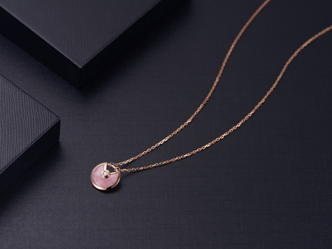 [Rose Jewelrys]AMULETTE ROSE GOLD PINK MOP NECKLACE