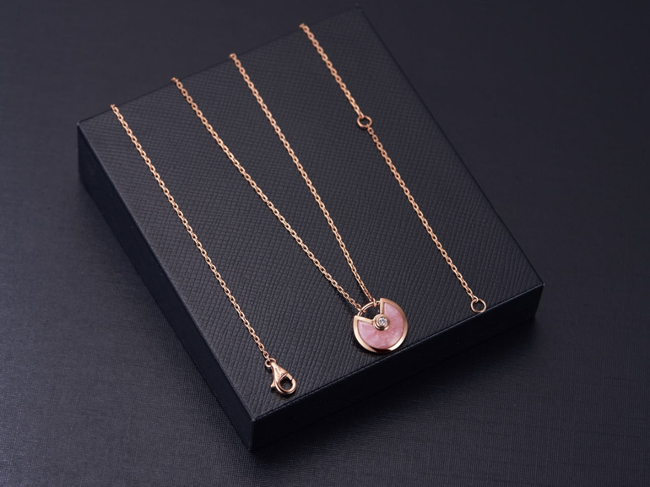 [Rose Jewelrys]AMULETTE ROSE GOLD PINK MOP NECKLACE