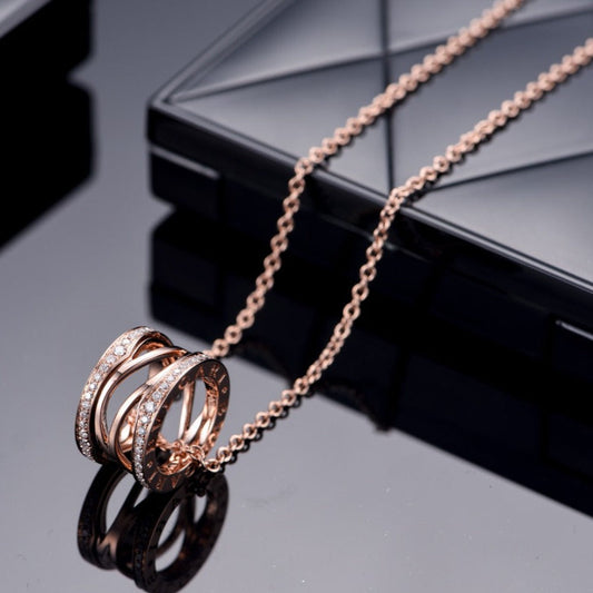 [Rose Jewelrys]ZERO 1 PINK GOLD DIAMOND OPEN NECKLACE