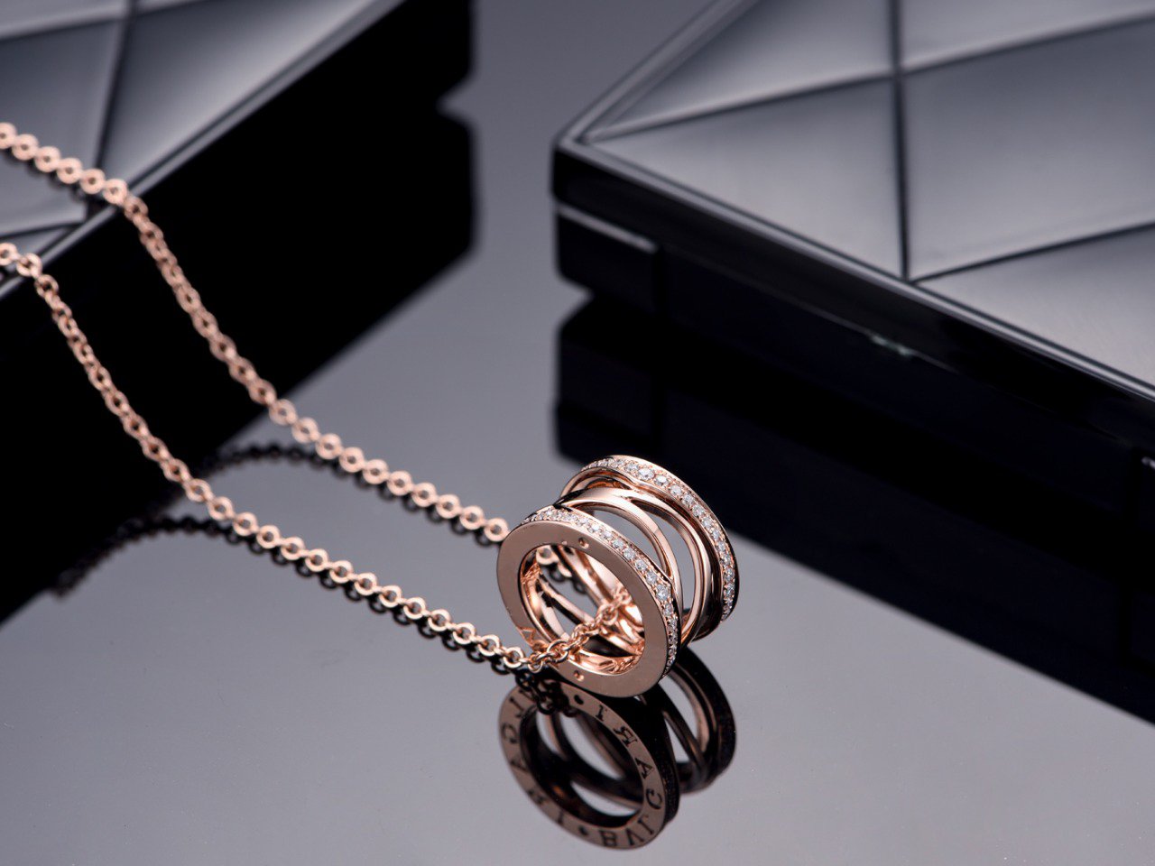 [Rose Jewelrys]ZERO 1 PINK GOLD DIAMOND OPEN NECKLACE