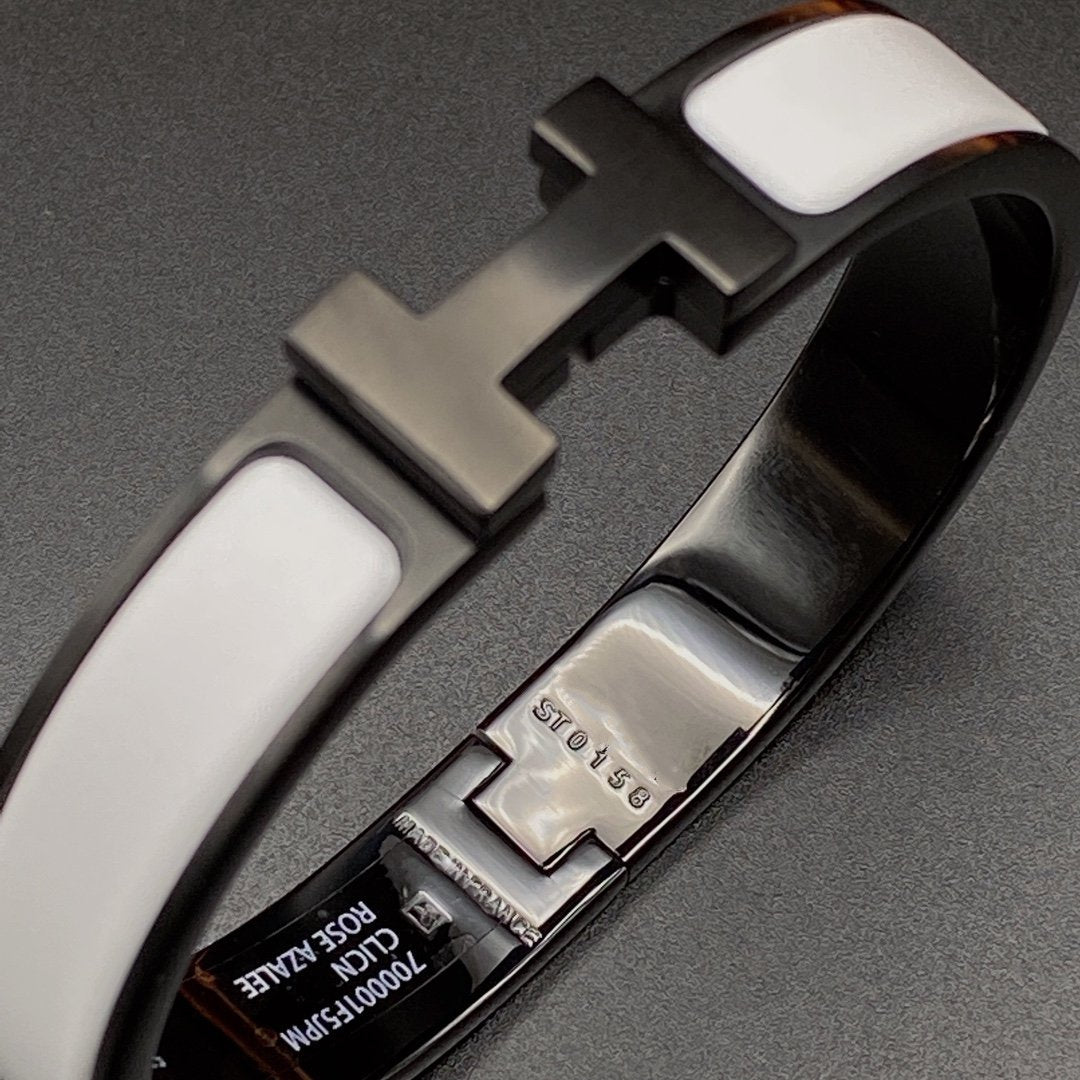 []H BRACELET 12MM BLACK WHITE CERAMIC