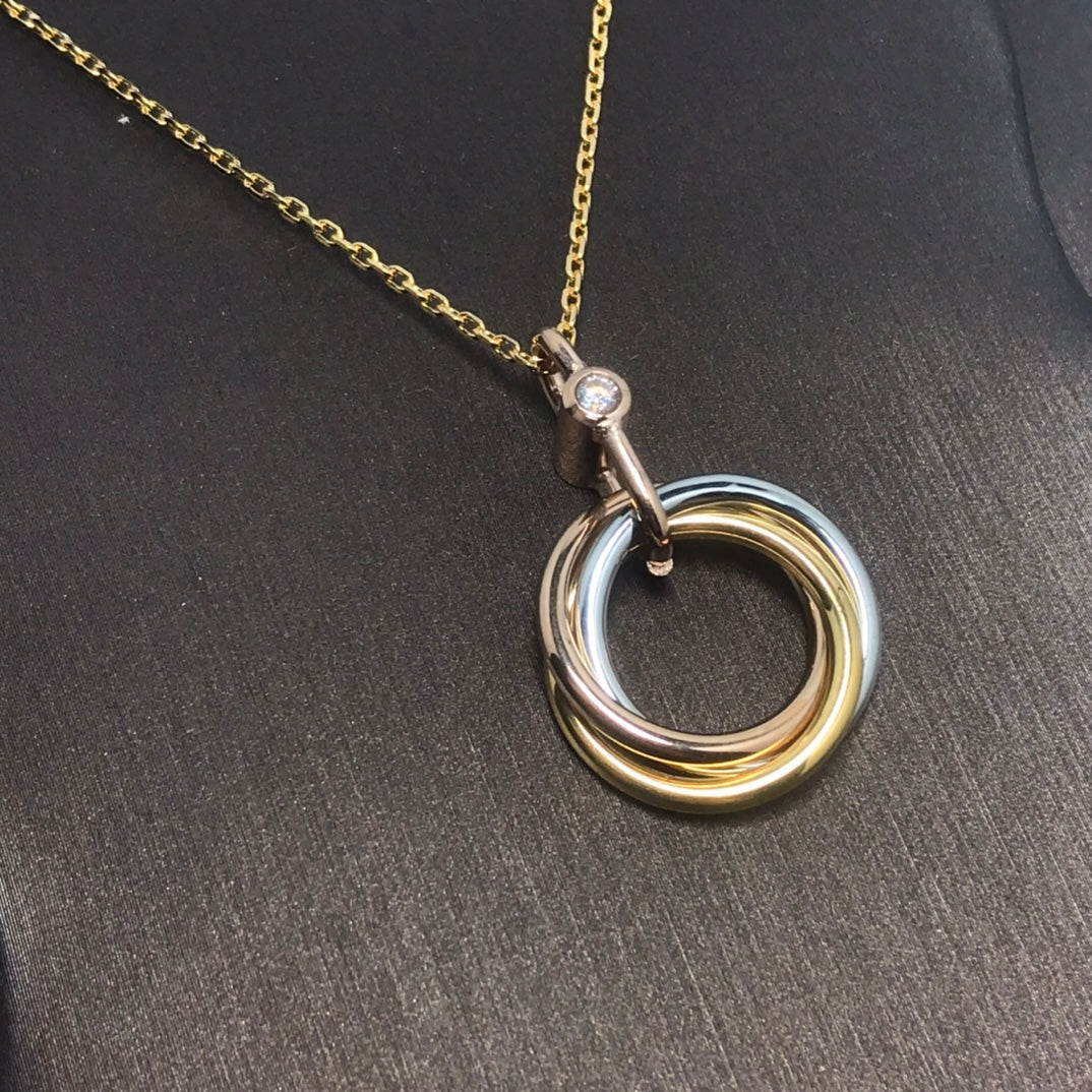 [Rose Jewelrys]TRINITY SILVER GOLD PINK GOLD NECKLACE