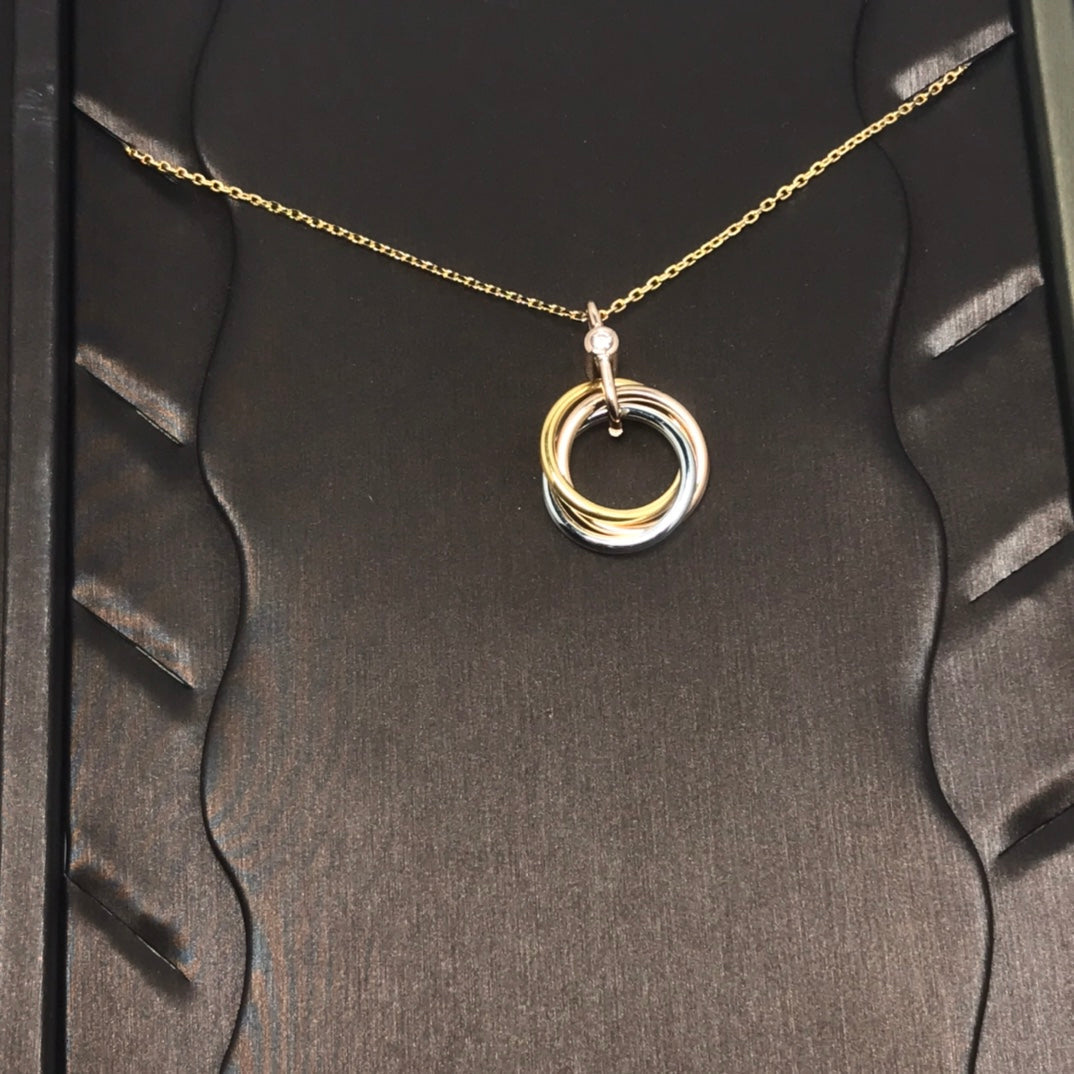 [Rose Jewelrys]TRINITY SILVER GOLD PINK GOLD NECKLACE