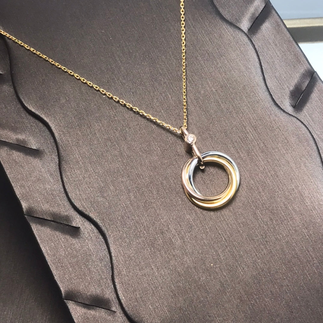 [Rose Jewelrys]TRINITY SILVER GOLD PINK GOLD NECKLACE