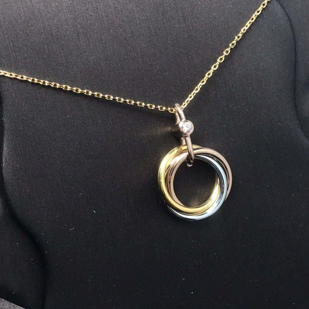 [Rose Jewelrys]TRINITY SILVER GOLD PINK GOLD NECKLACE