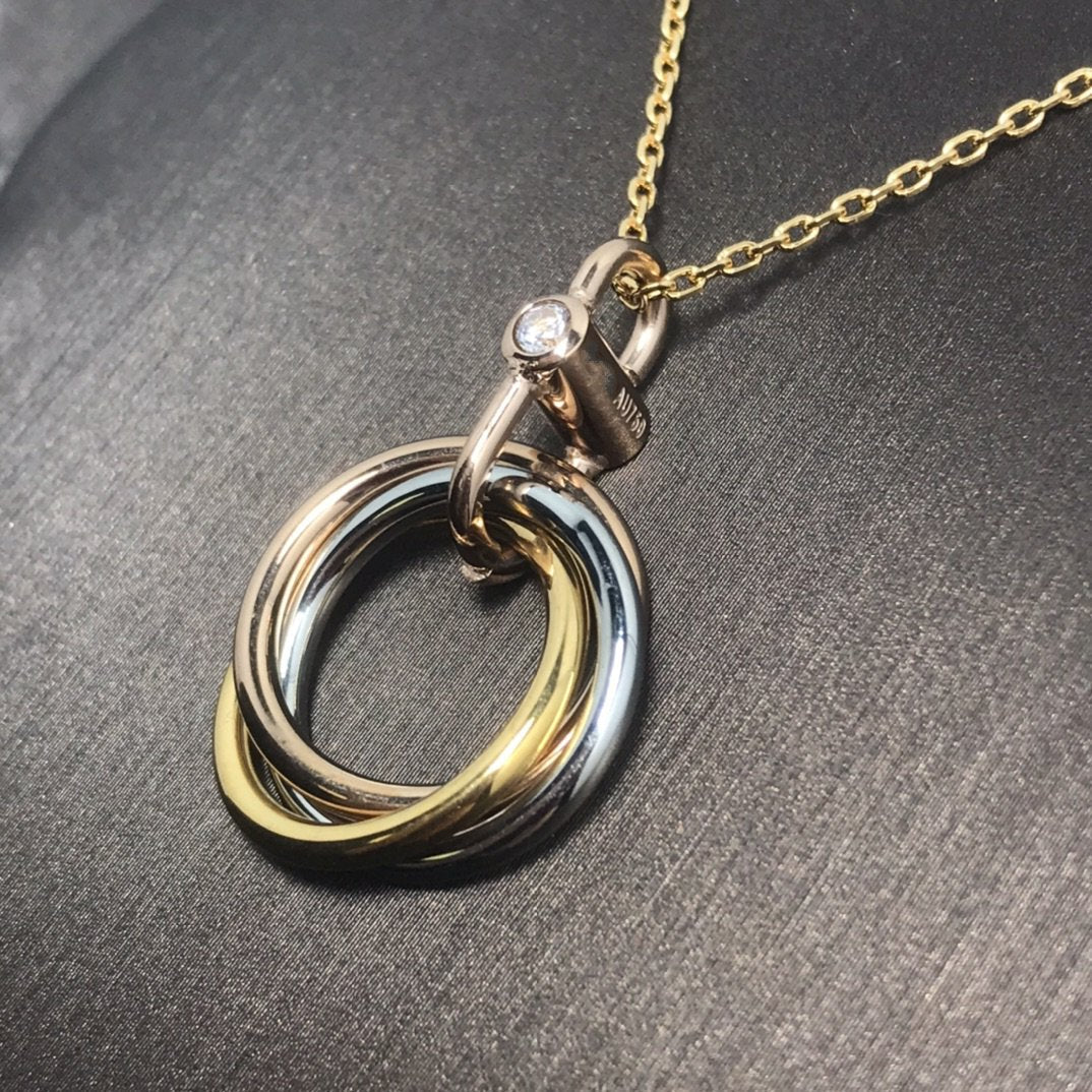 [Rose Jewelrys]TRINITY SILVER GOLD PINK GOLD NECKLACE