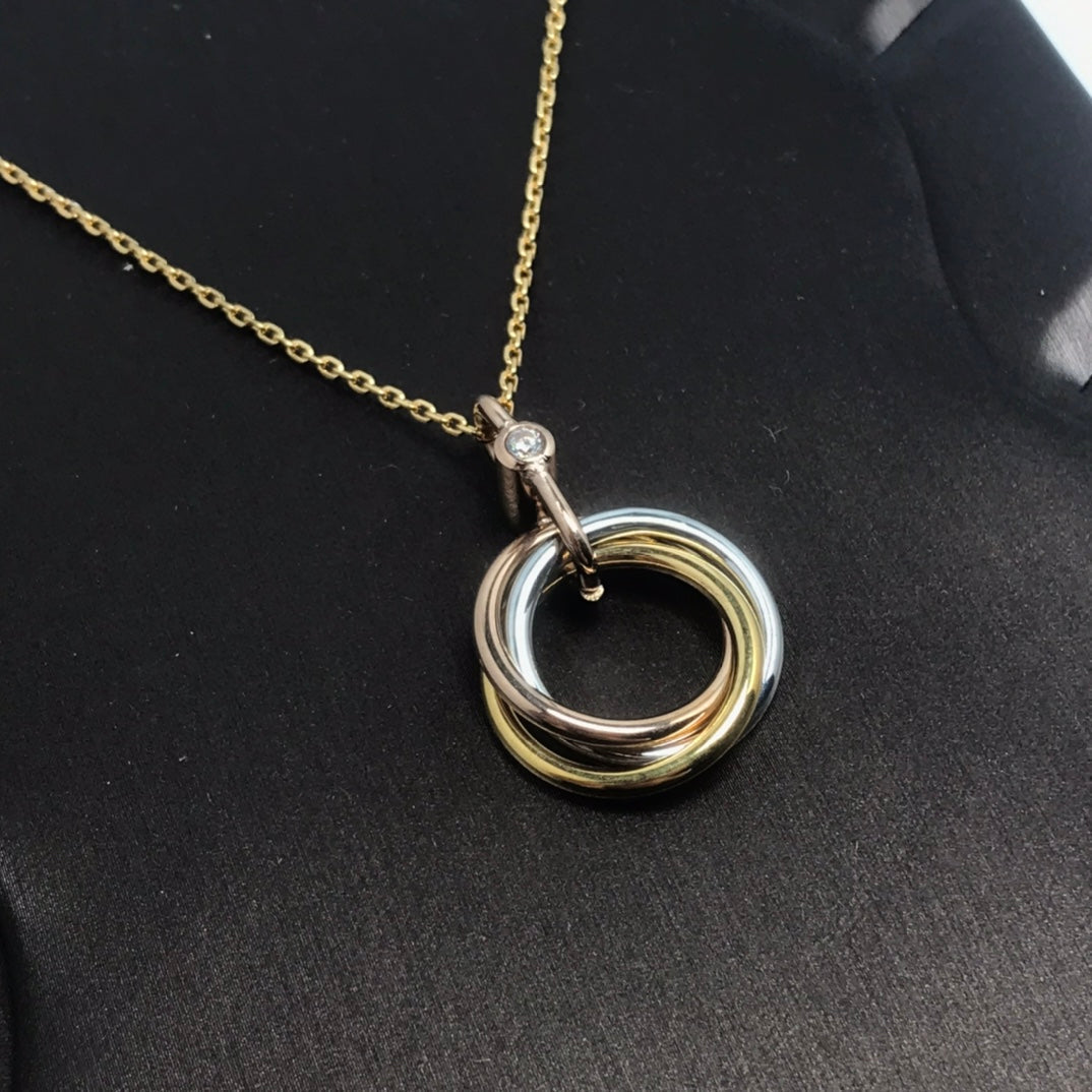 [Rose Jewelrys]TRINITY SILVER GOLD PINK GOLD NECKLACE