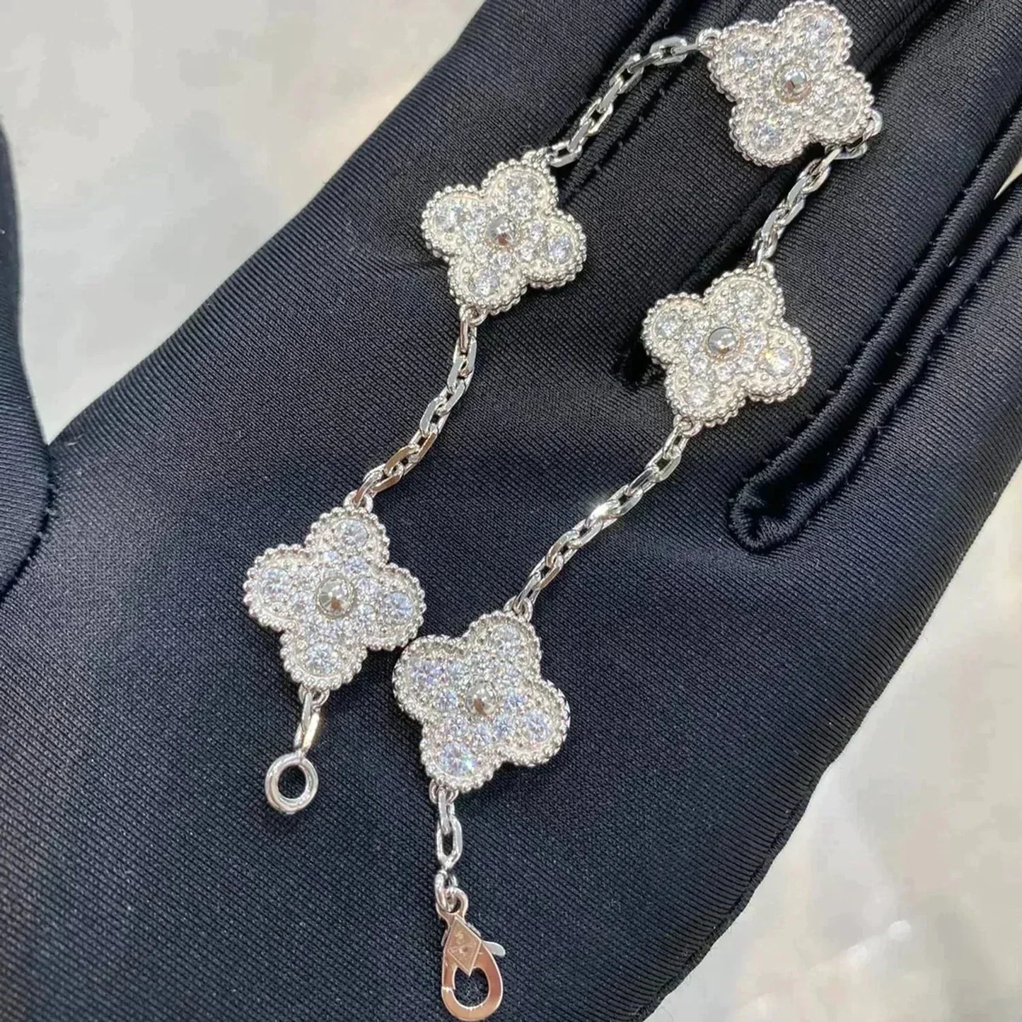 [Rose Jewelrys]CLOVER 5 MOTIFS  DIAMOND BRACELET SILVER