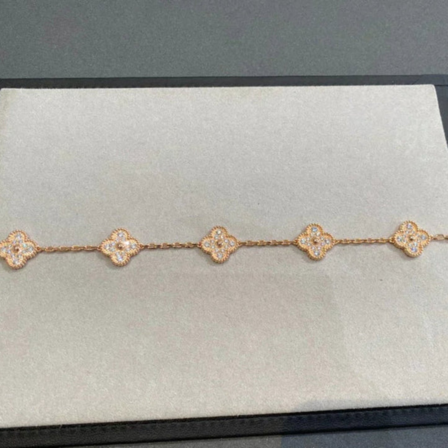 [Rose Jewelrys]CLOVER 5 MOTIFS  FULL DIAMOND BRACELET