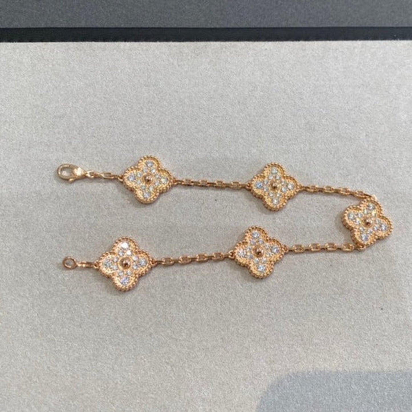 [Rose Jewelrys]CLOVER 5 MOTIFS  FULL DIAMOND BRACELET