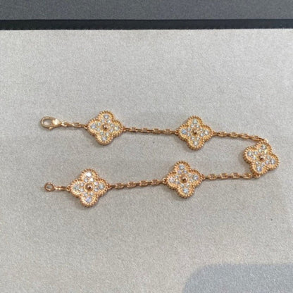 [Rose Jewelrys]CLOVER 5 MOTIFS  FULL DIAMOND BRACELET