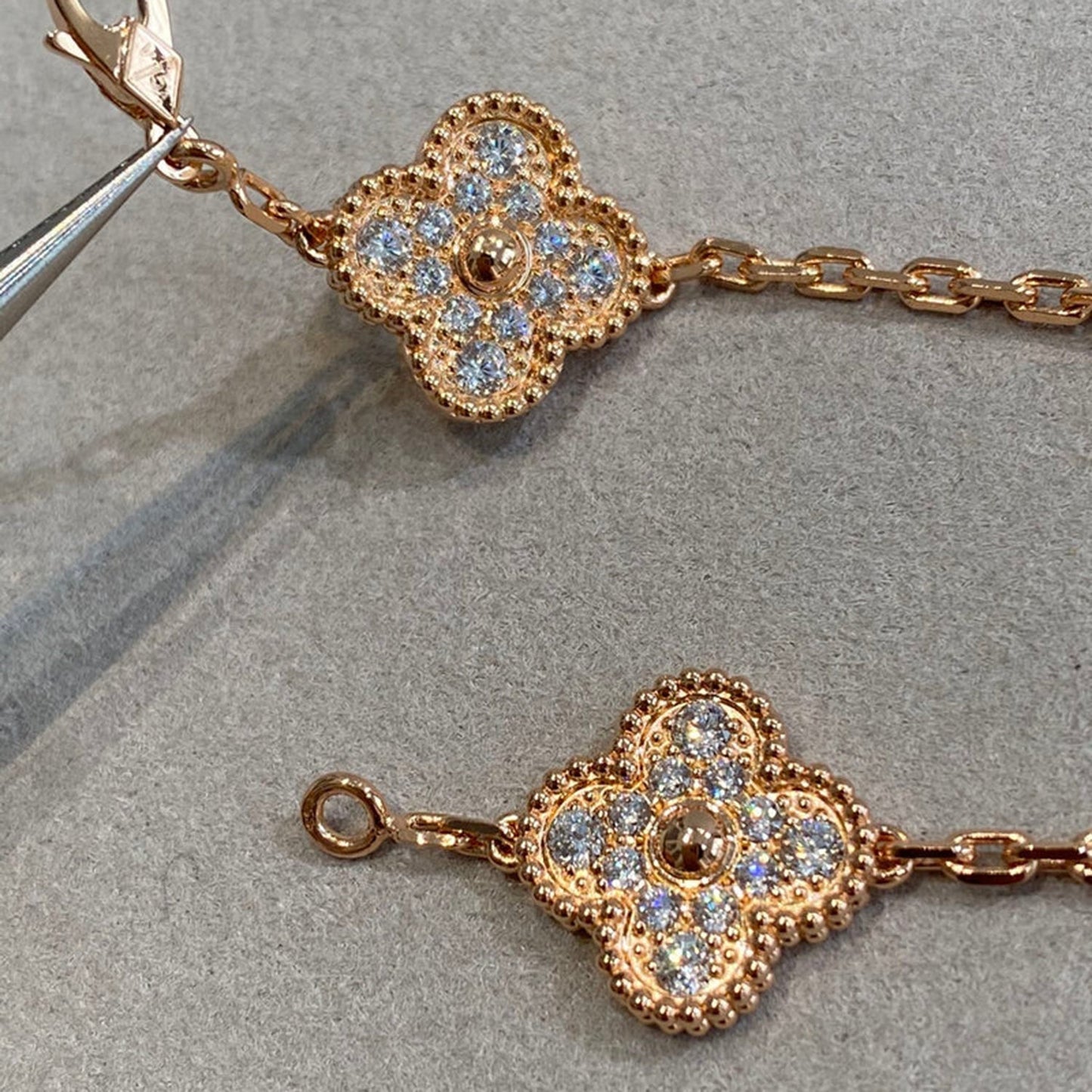 [Rose Jewelrys]CLOVER 5 MOTIFS  FULL DIAMOND BRACELET