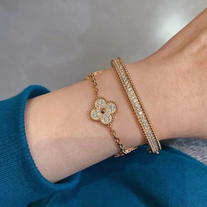 [Rose Jewelrys]CLOVER 5 MOTIFS  FULL DIAMOND BRACELET