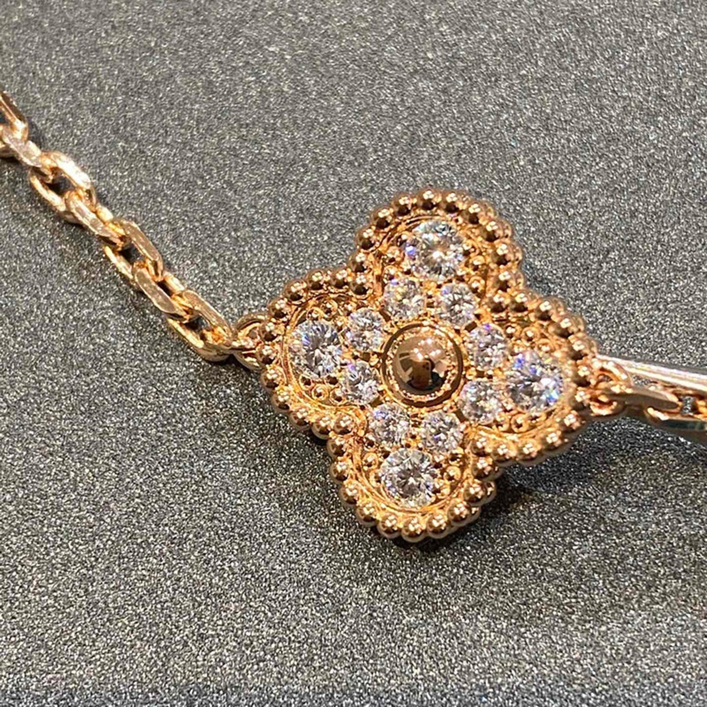[Rose Jewelrys]CLOVER 5 MOTIFS  FULL DIAMOND BRACELET