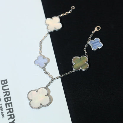 [Rose Jewelrys]CLOVER BRACELET 5 MOTIFS MOP CHALCEDONY SILVER