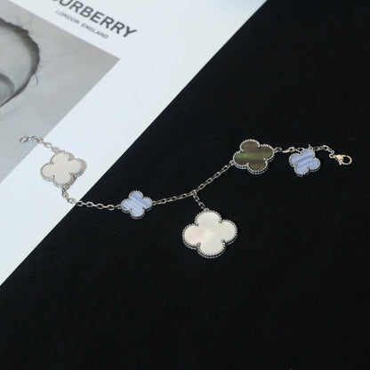 [Rose Jewelrys]CLOVER BRACELET 5 MOTIFS MOP CHALCEDONY SILVER