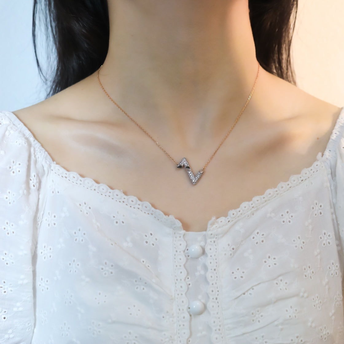 [Rose Jewelrys]VOLT SILVER DIAMOND PEDANT NECKLACE