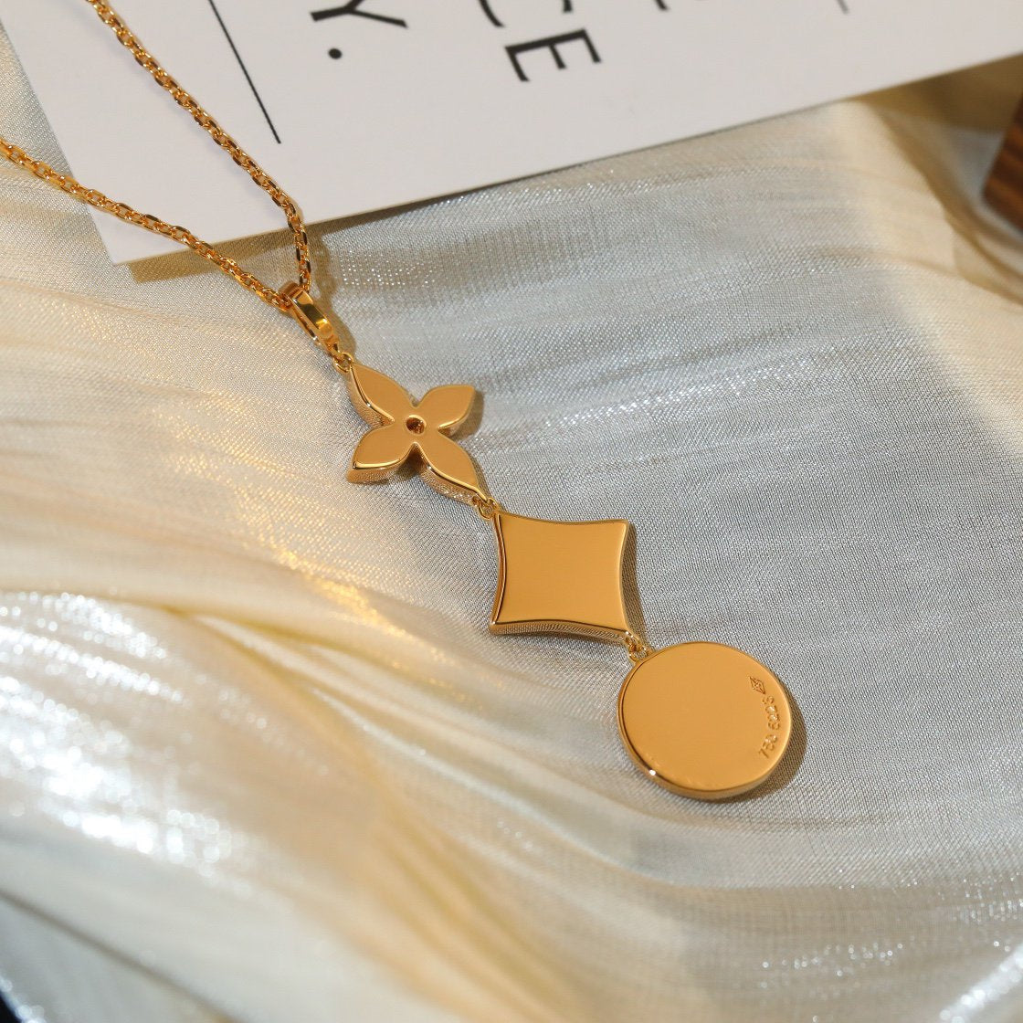 [Rose Jewelrys]STAR AND SUN DIAMOND PINK GOLD NECKLACE
